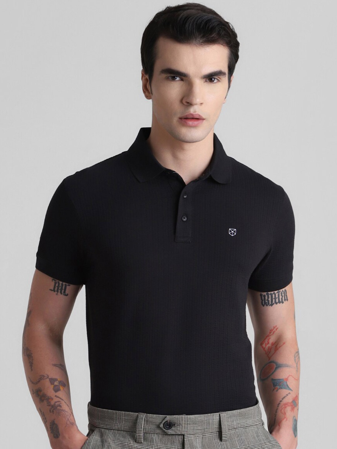 

Jack & Jones Polo Collar Slim Fit Pure Cotton T-shirt, Black