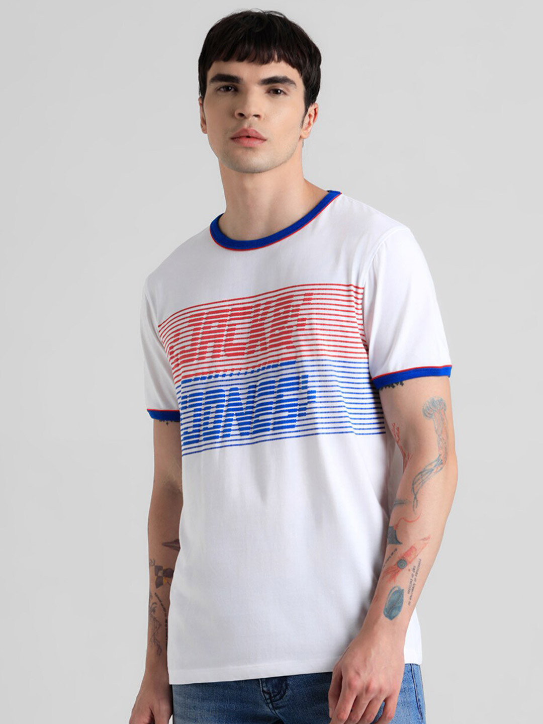 

Jack & Jones Typography Printed Slim Fit Pure Cotton T-shirt, White