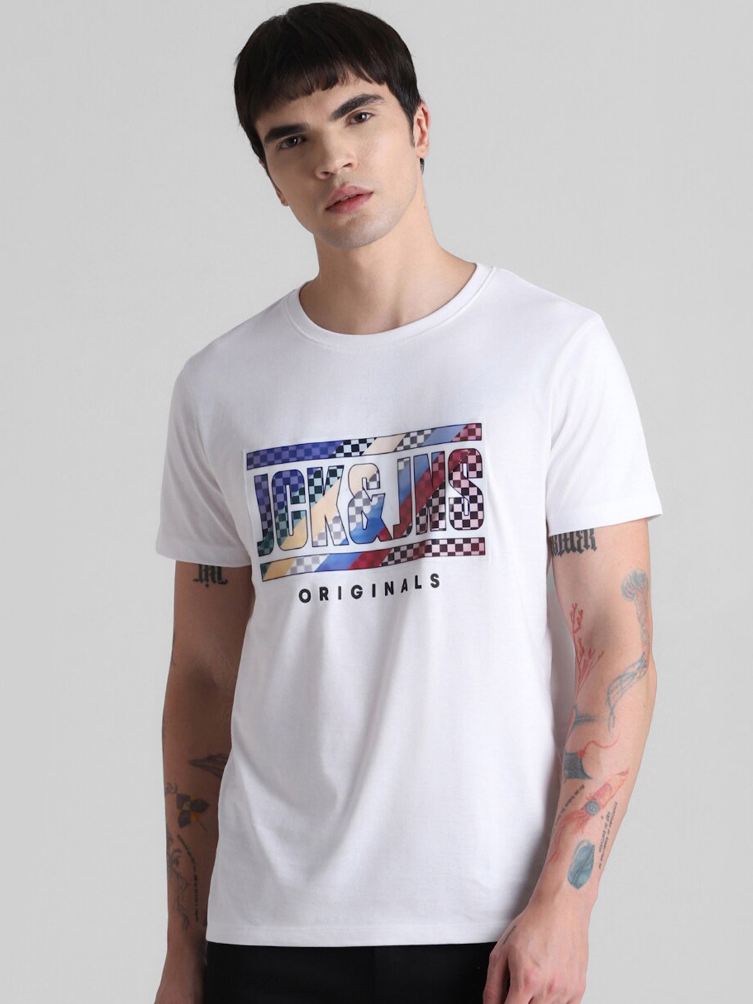 

Jack & Jones Typography Printed Pure Cotton T-shirt, White