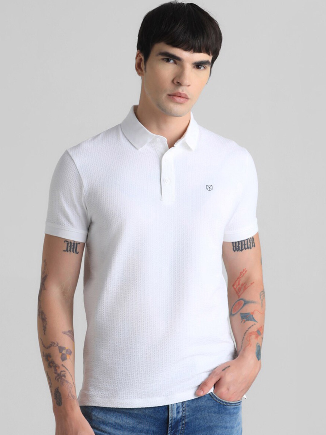 

Jack & Jones Polo Collar Slim Fit Pure Cotton T-shirt, White