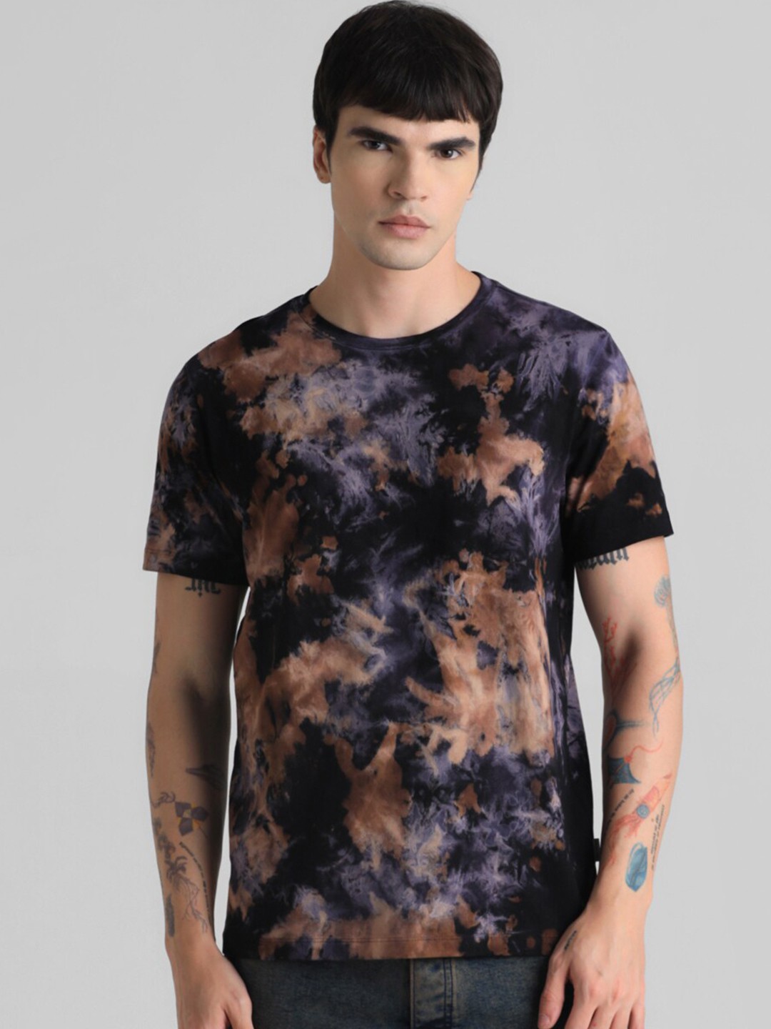 

Jack & Jones Abstract Printed Pure Cotton T-shirt, Black