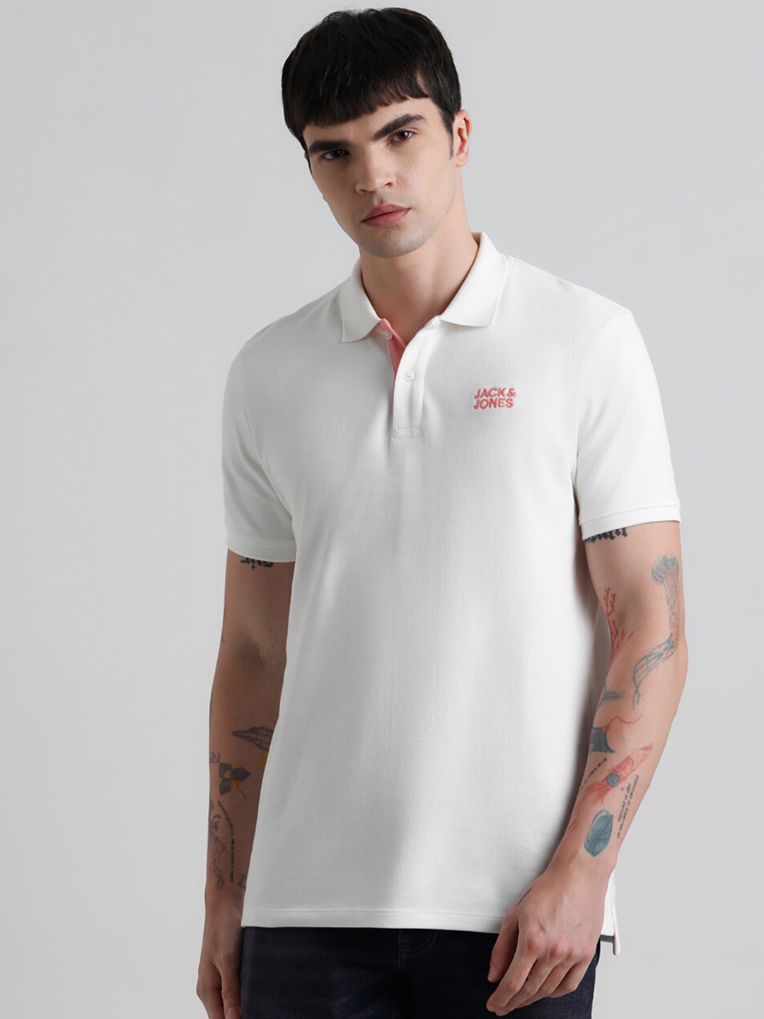 

Jack & Jones Polo Collar Slim Fit Pure Cotton T-shirt, White