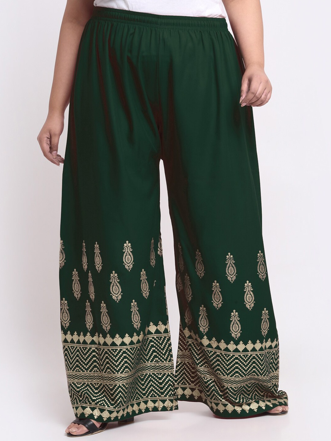 

Trend Level Women Plus Size Ethnic Motifs Printed Wide Leg Palazzos, Green