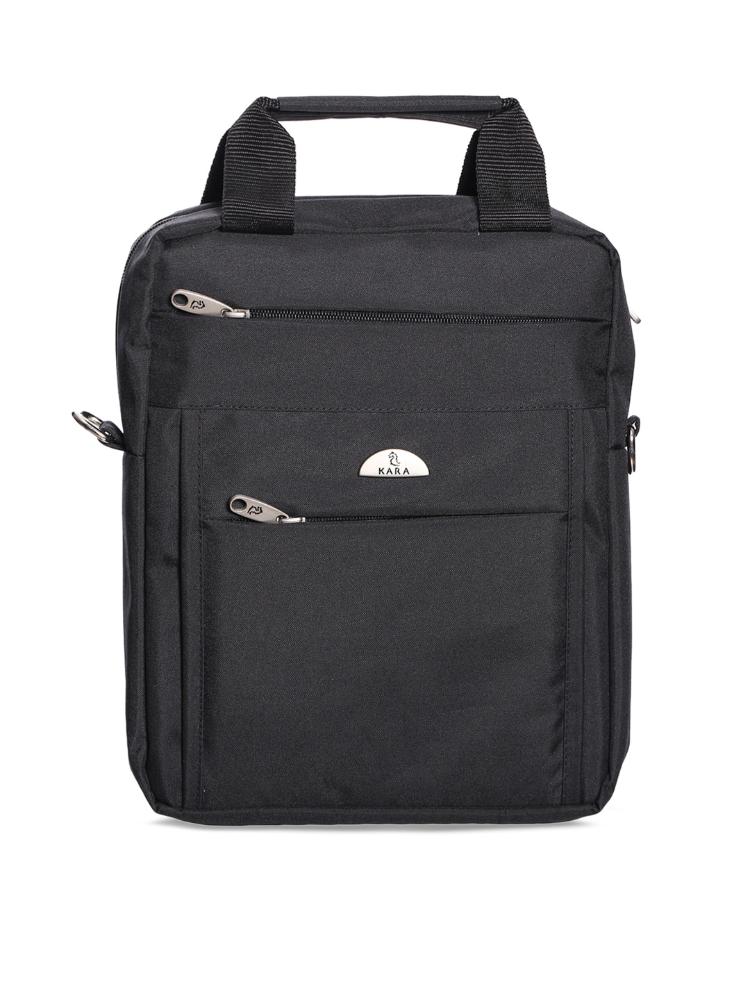 Kara Unisex Black Checked Messenger Bag