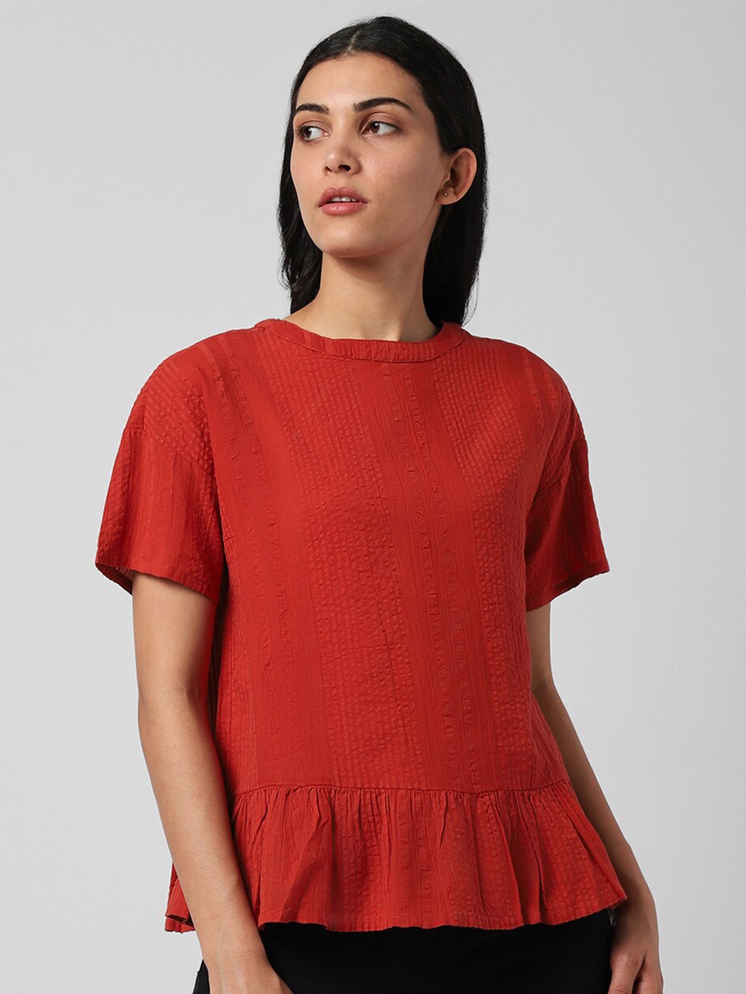 

Van Heusen Woman Pure Cotton Peplum Top, Red