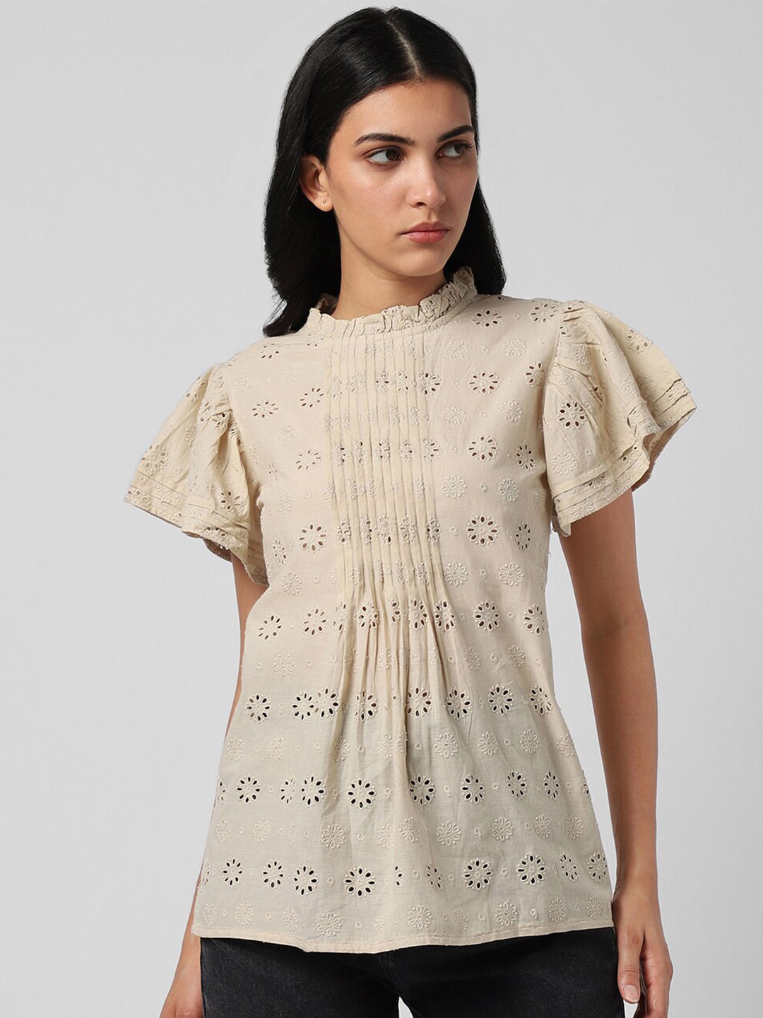 

Van Heusen Woman Flutter Sleeve Pure Cotton Top, Cream