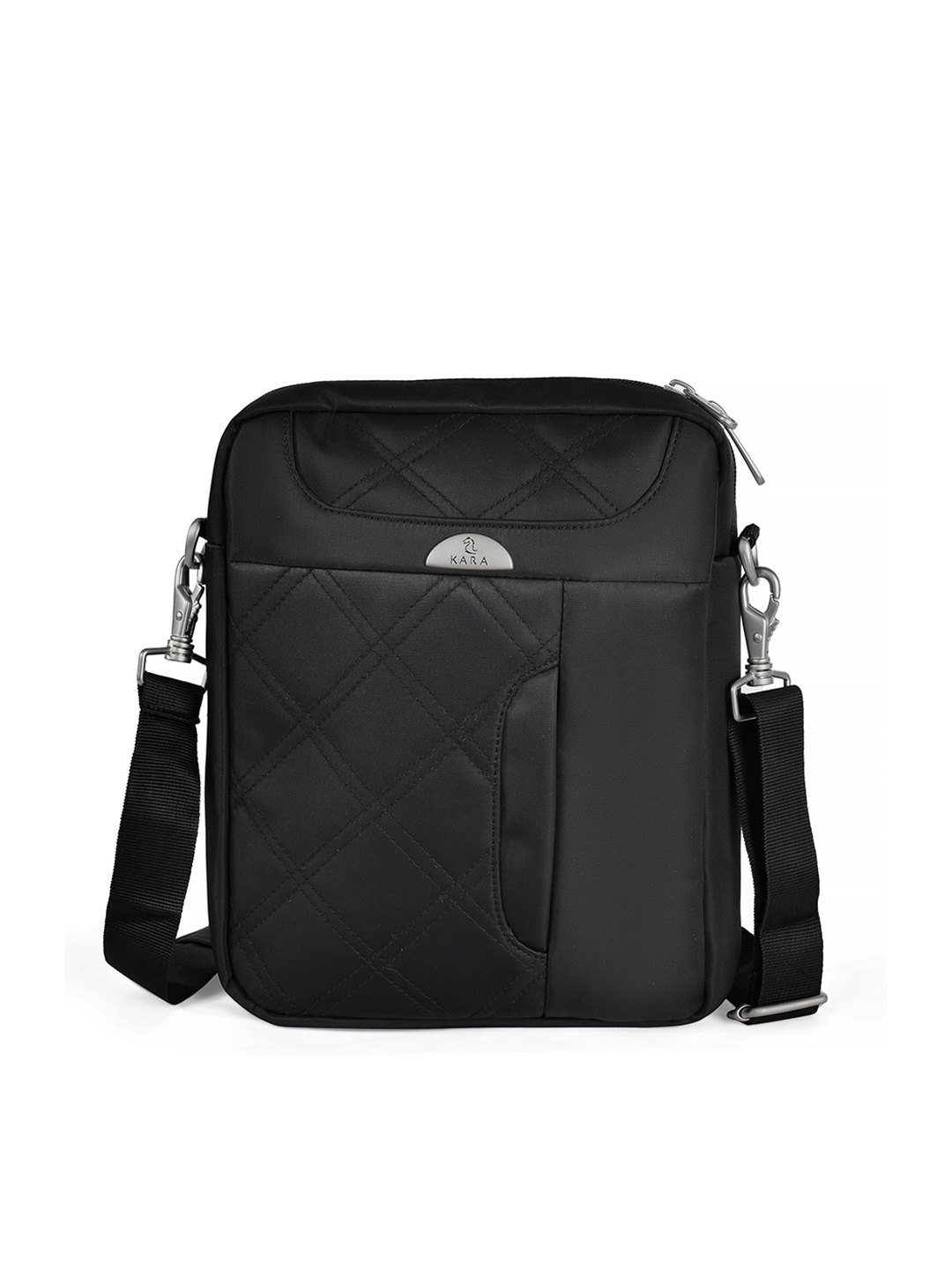 

Kara Unisex Quilted Messenger Bag, Black
