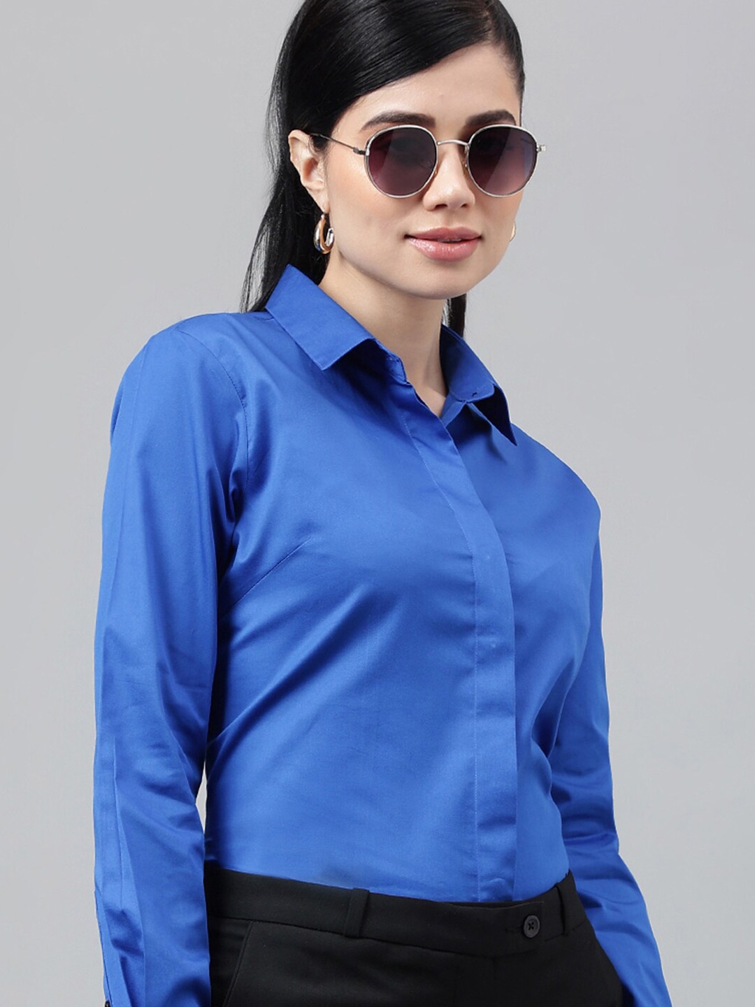 

Hancock Smart Regular Fit Opaque Cotton Formal Shirt, Blue