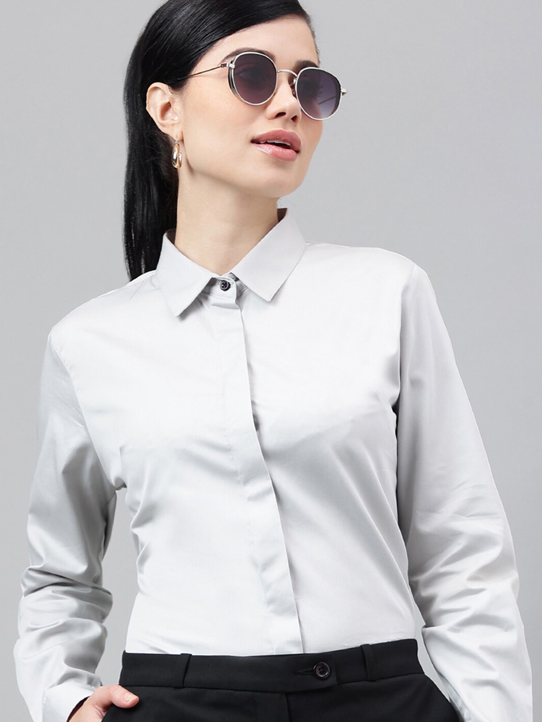 

Hancock Smart Spread Collar Cotton Casual Shirt, Grey