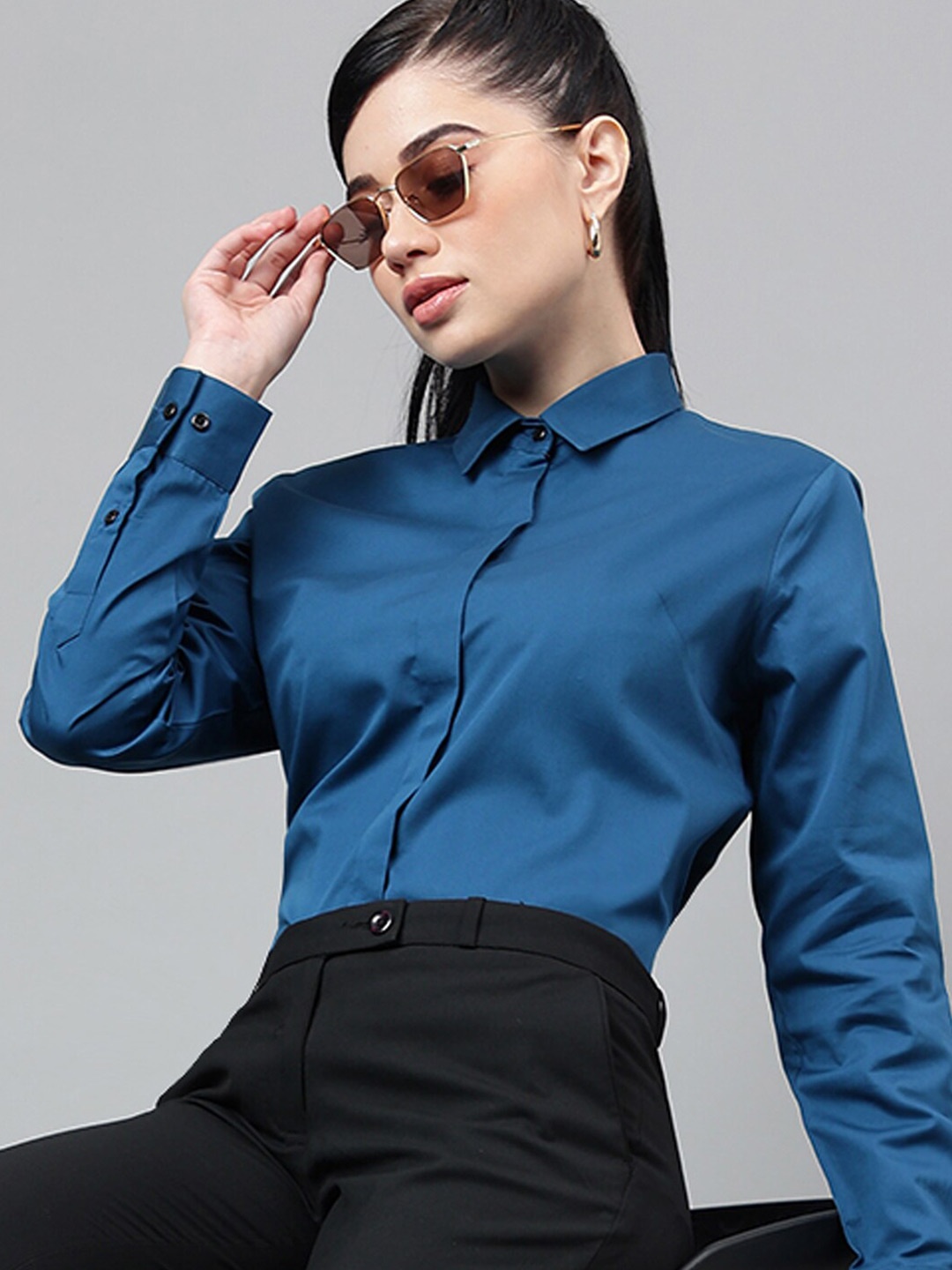 

Hancock Smart Opaque Cotton Casual Shirt, Turquoise blue