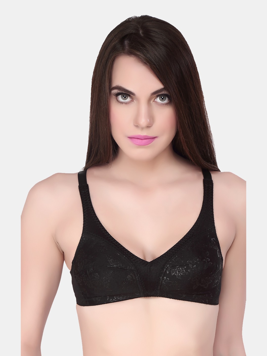 

Soie Floral Self Design Full Coverage All Day Comfort Bra, Black