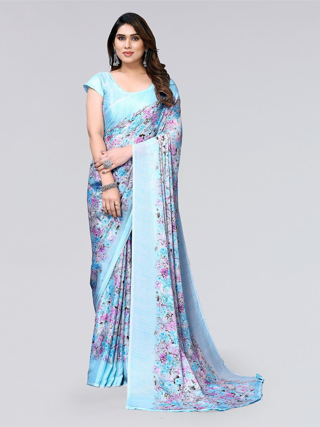 

KALINI Floral Printed Saree, Blue