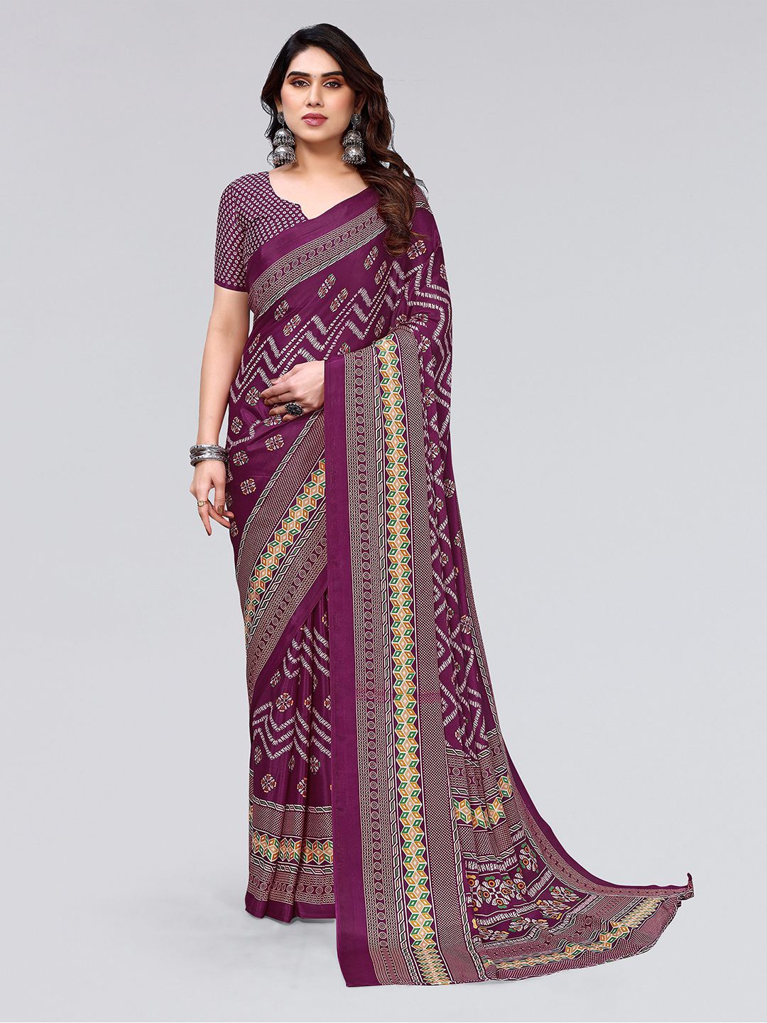 

KALINI Ethnic Motifs Printed Saree, Purple