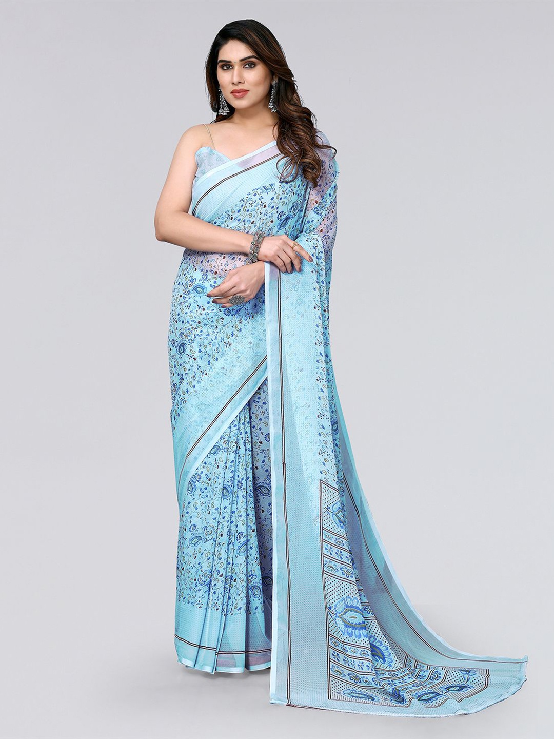 

KALINI Floral Printed Saree, Blue