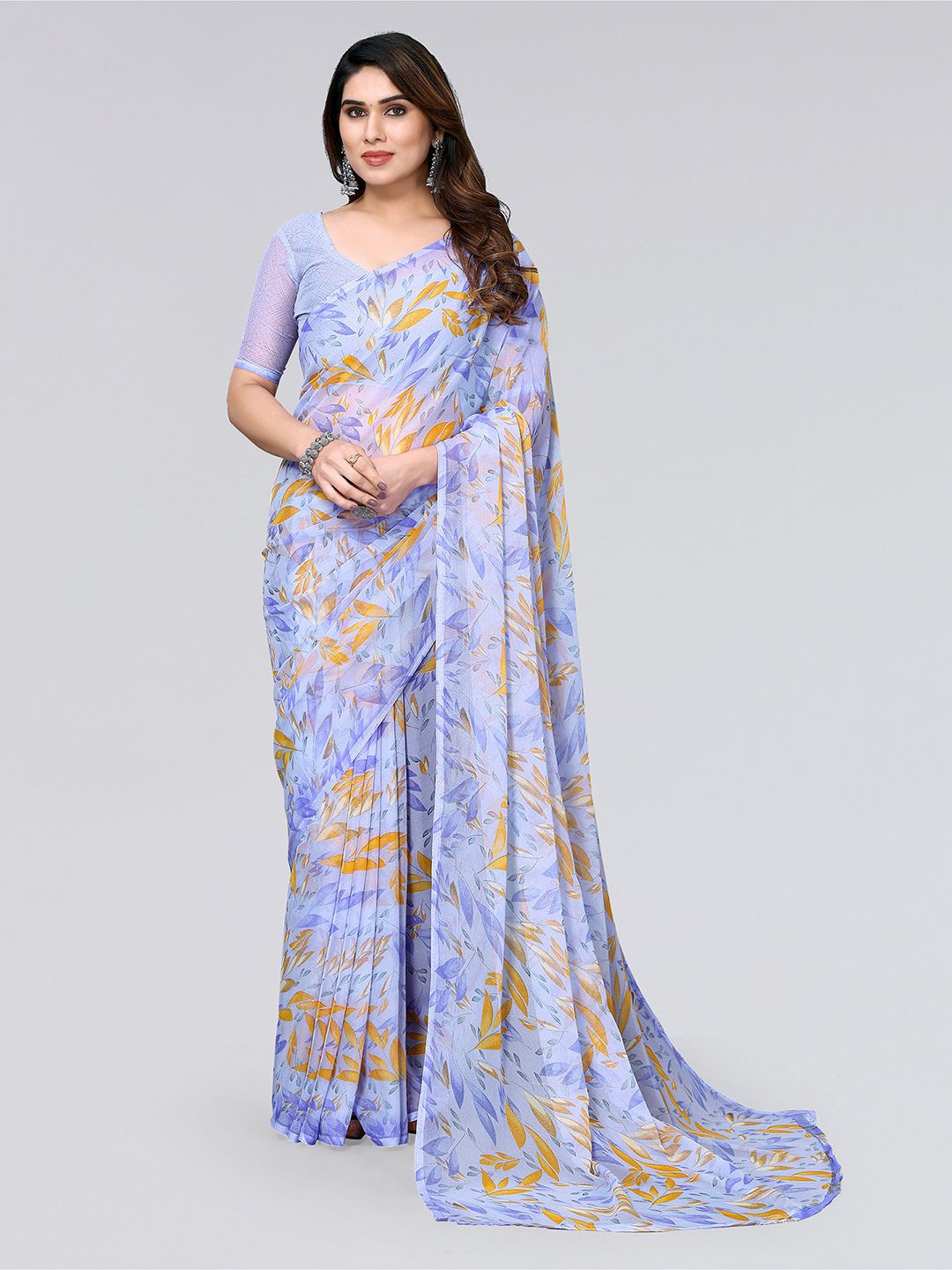 

KALINI Floral Printed Saree, Blue