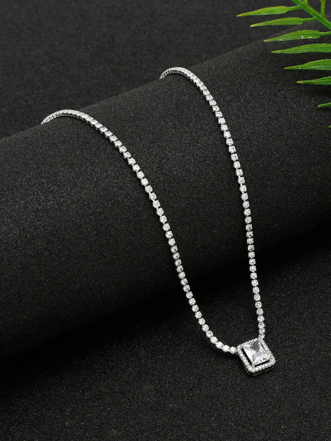 

YouBella Silver Plated Crystal Studded Chain