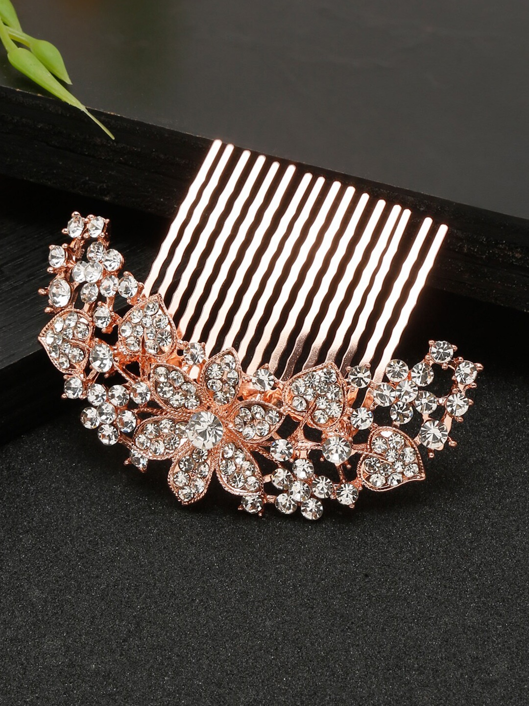 

YouBella Women Embellished Comb Pin, Rose gold
