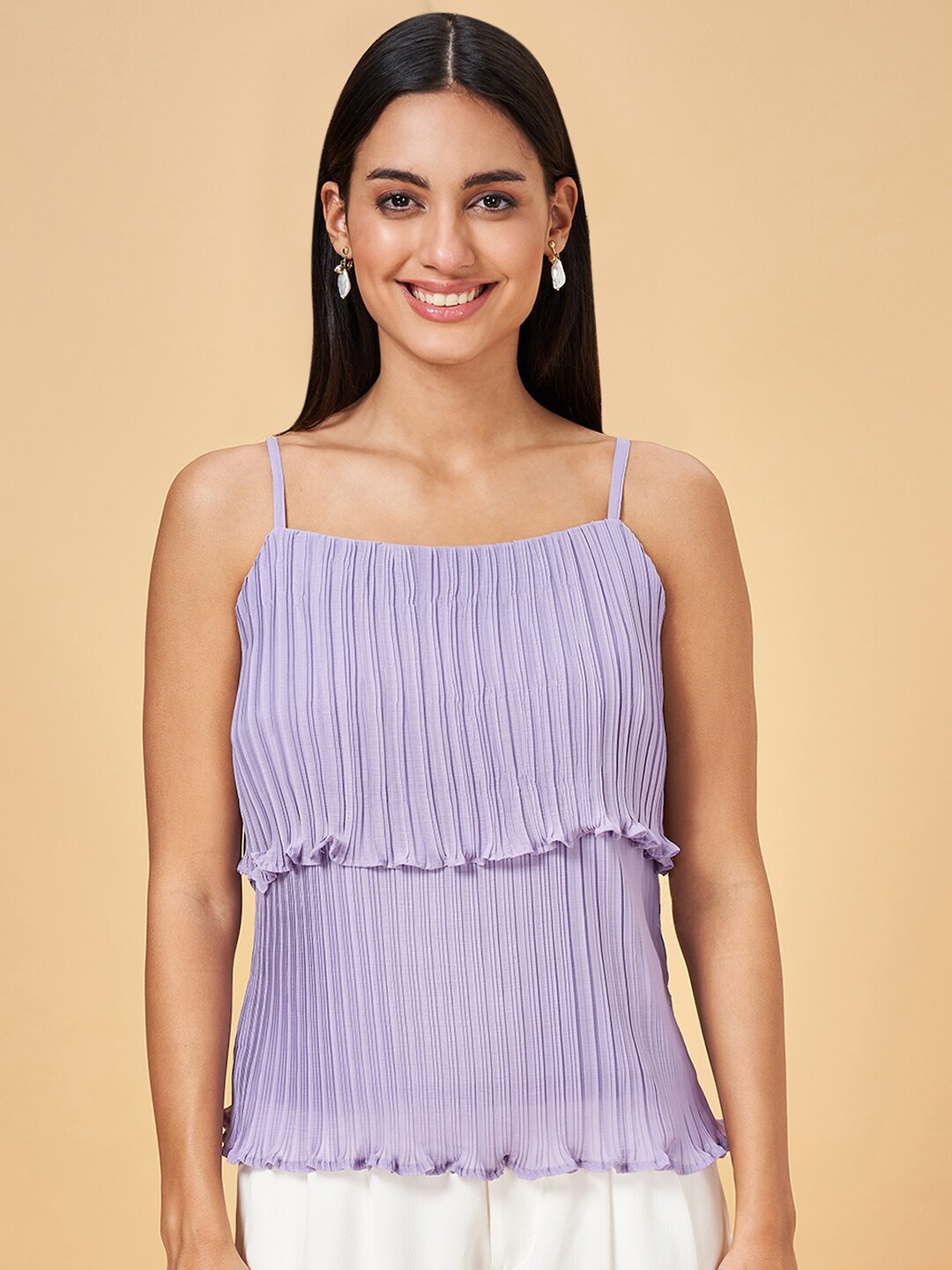 

Honey by Pantaloons Self Design Tiered Top, Lavender