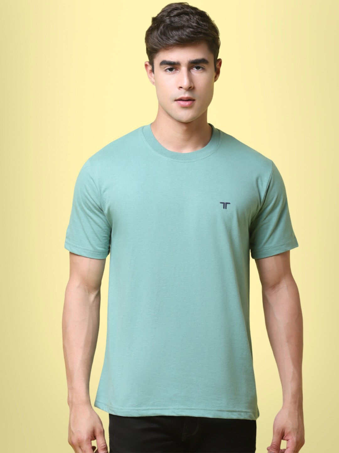 

7Threads Round Neck Pure Cotton T-shirt, Green