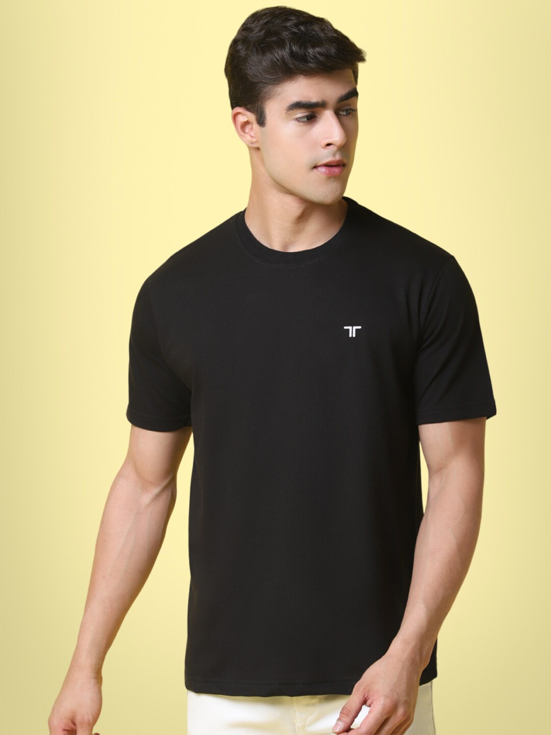 

7Threads Round Neck Pure Cotton T-shirt, Black