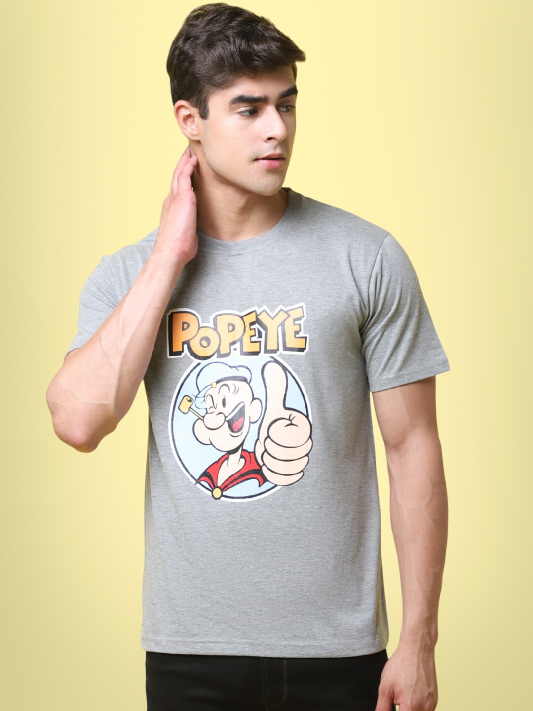 

7Threads Graphic Printed Cotton T-Shirt, Grey