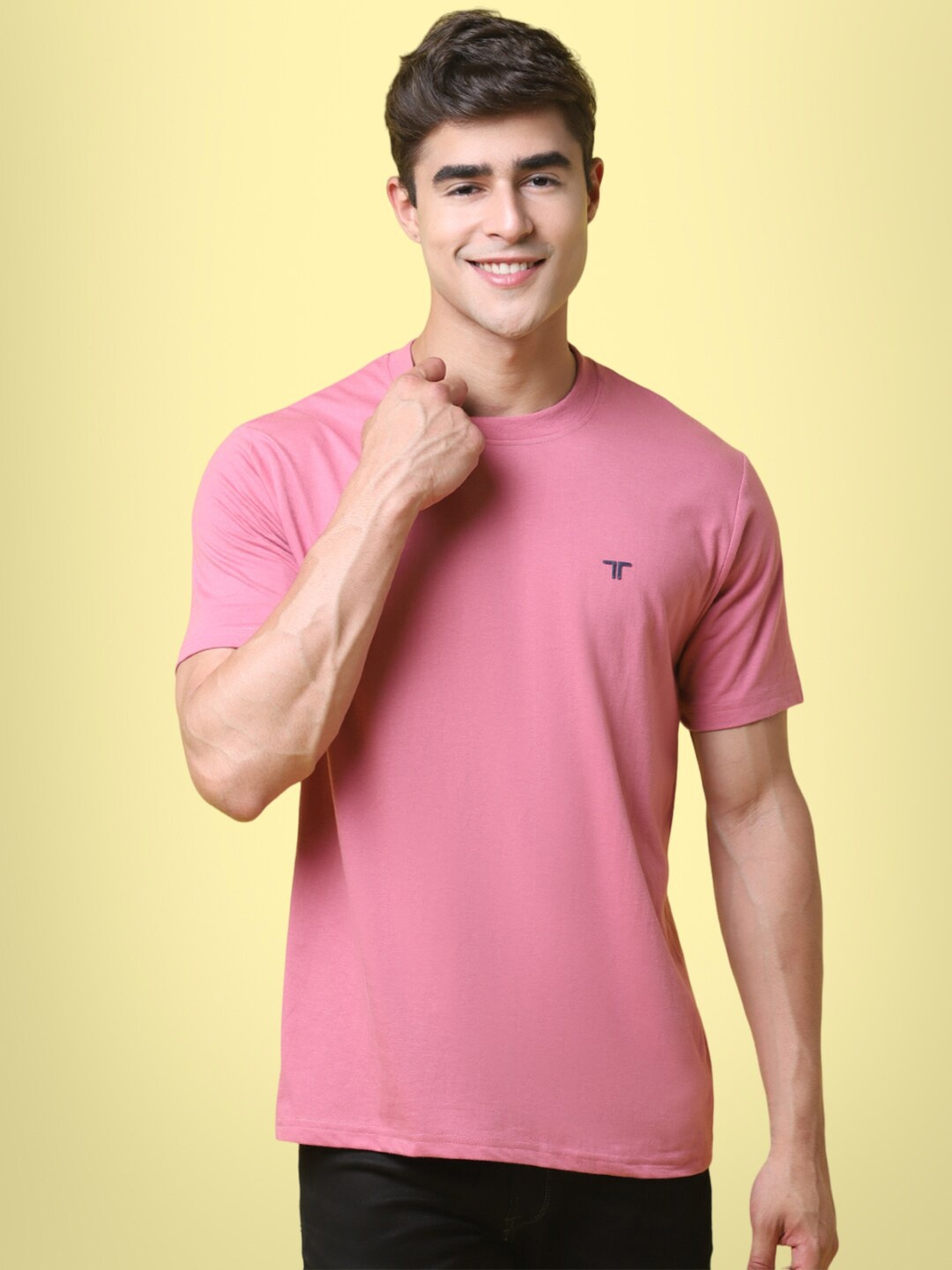 

7Threads Round Neck Pure Cotton T-shirt, Pink