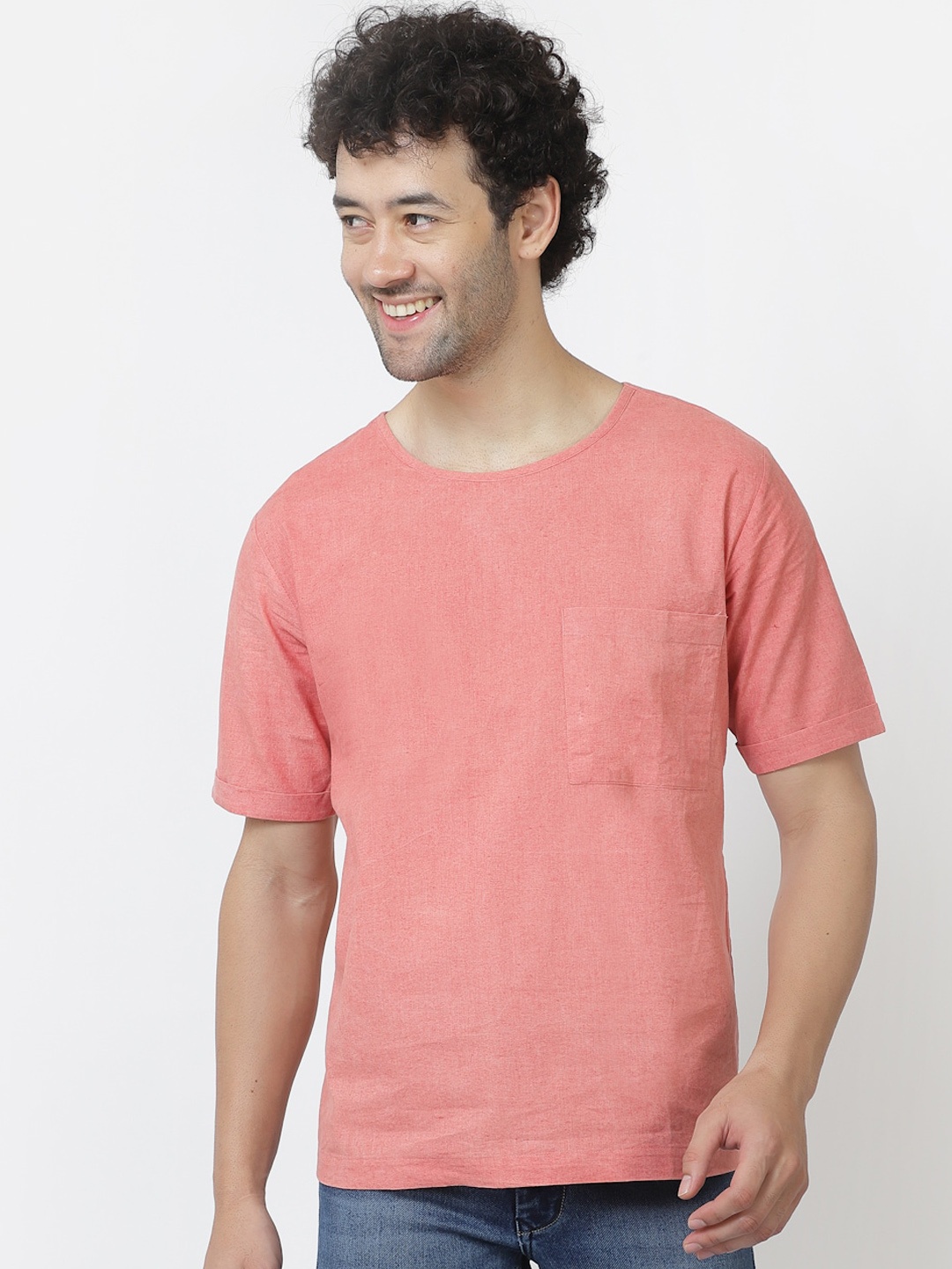 

Apanakah Round Neck Organic Cotton Kurta, Pink