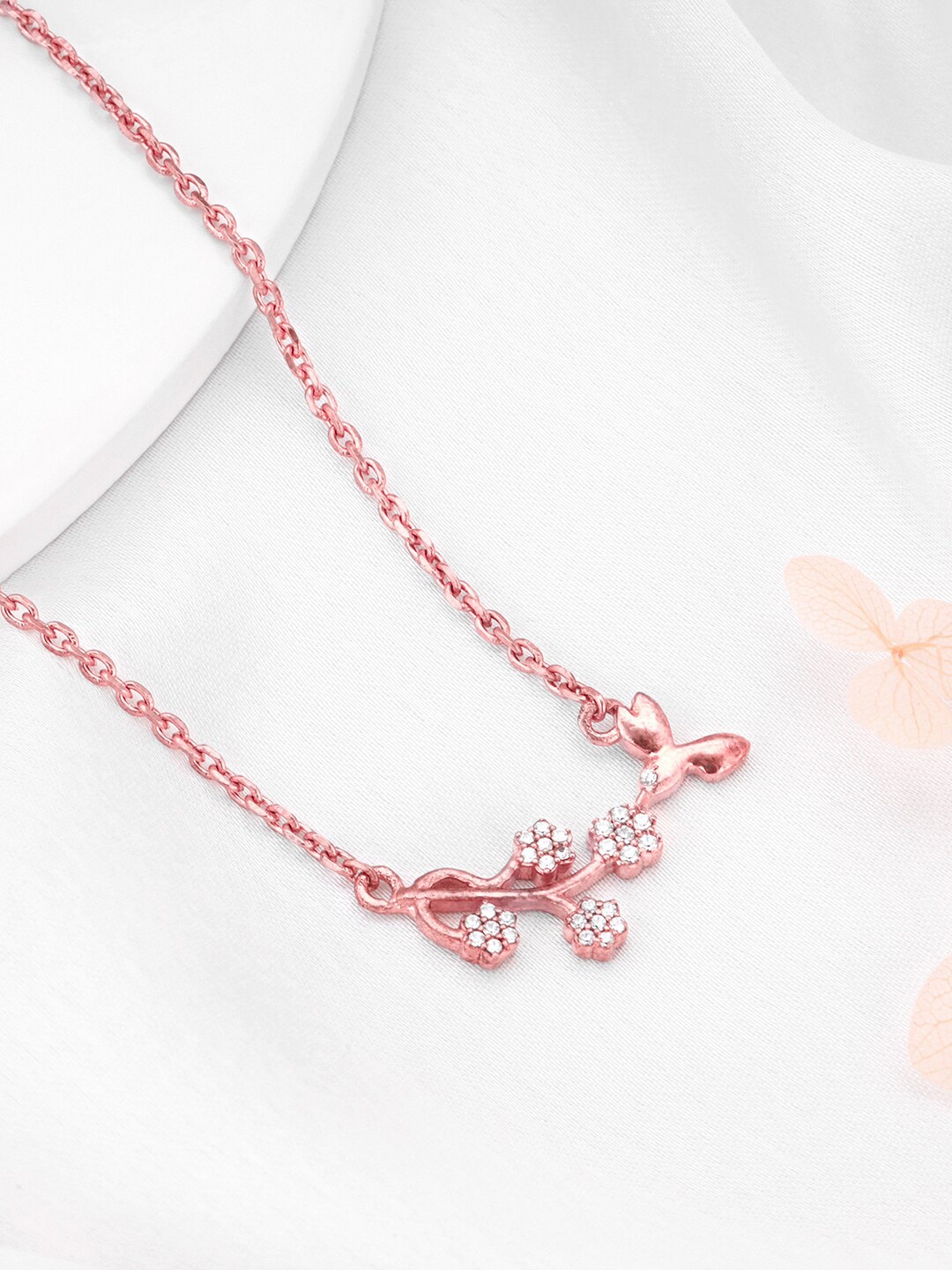 

GIVA Rose Gold Plated 925 Sterling Silver Cubic Zirconia Studded Necklace