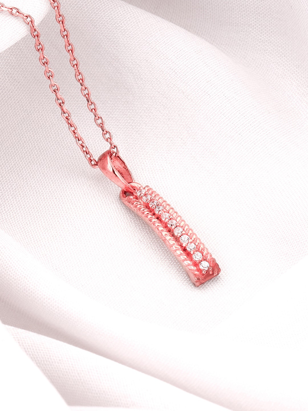 

GIVA 925 Sterling Silver Rose Gold-Plated CZ-Studded Pendant With Chain