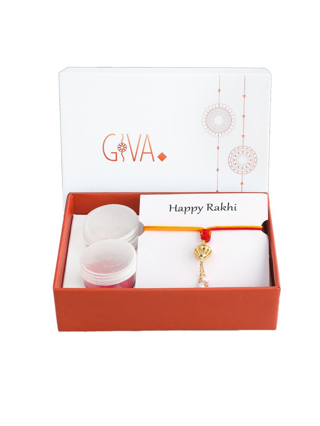 

GIVA Unisex Set Of 2 925 Sterling Silver Gold-Plated Zircon-Studded Rakhi With Roli Chawal