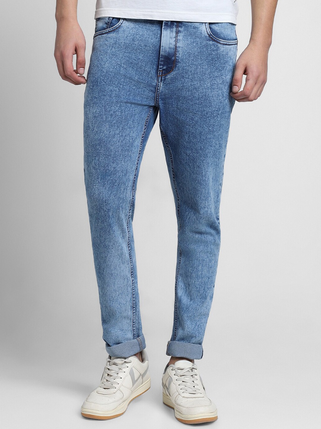 

Dennis Lingo Men Slim Fit Clean Look Heavy Fade Stretchable Jeans, Blue