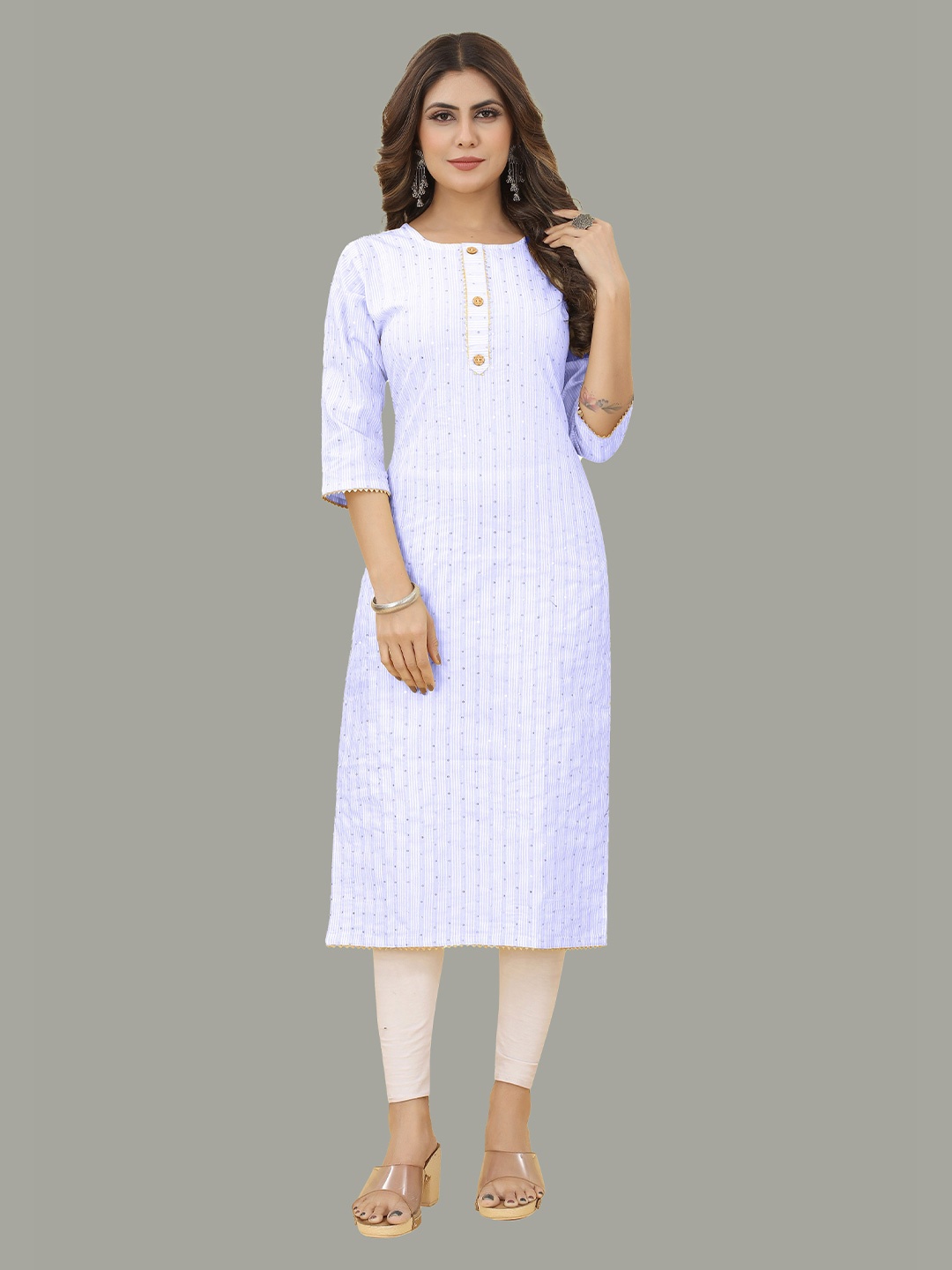 

BAESD Embroidered Straight Kurta, Turquoise blue