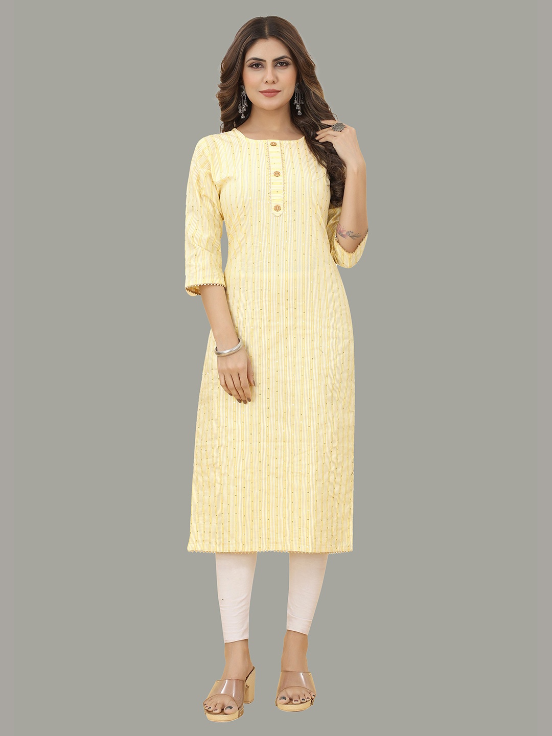 

BAESD Women Yellow Embroidered Sequinned Kurta