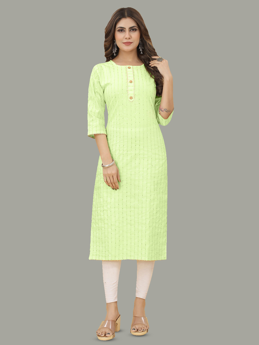 

BAESD Embroidered Straight Kurta, Green