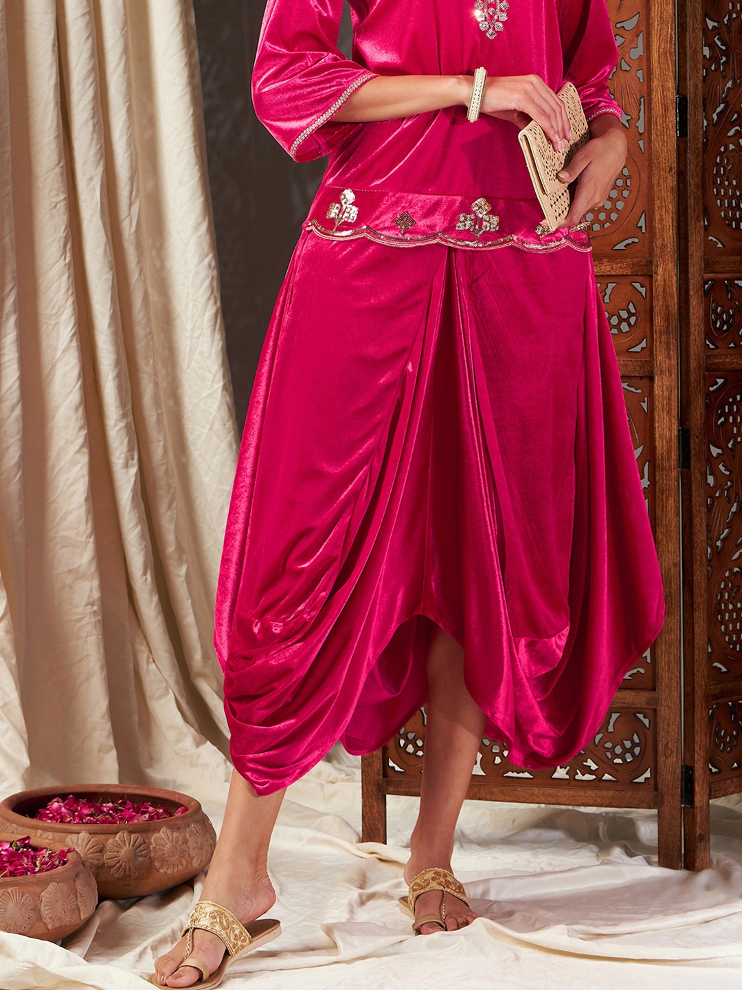 

Shae by SASSAFRAS Asymmetric Midi Skirt, Fuchsia
