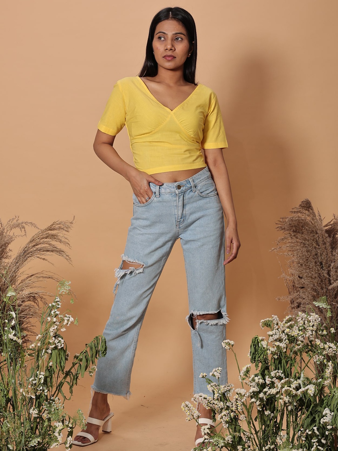 

Earth Republic V-Neck Crop Top, Yellow