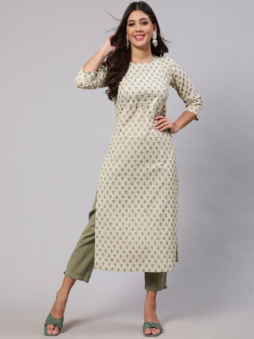 

Nayo Floral Printed Kurta, Cream