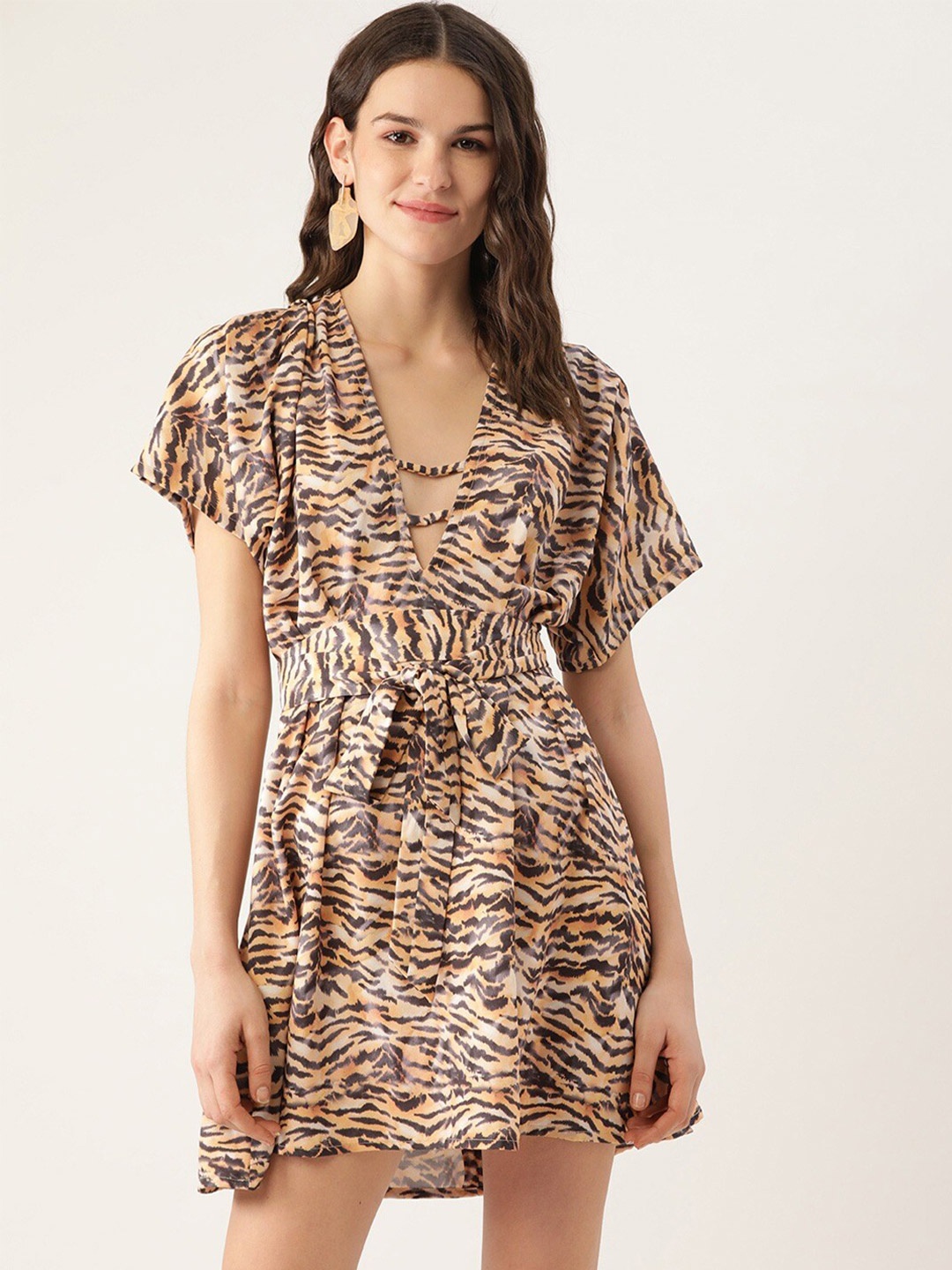 

DressBerry Yellow Animal Printed Blouson Dress