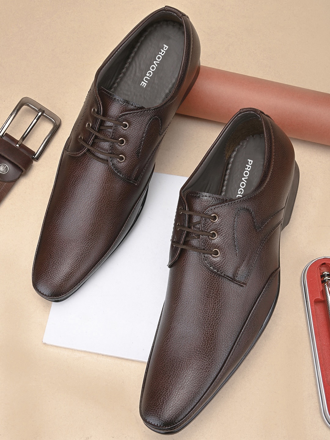 

Provogue Men Pointed Toe Formal Derbys, Brown