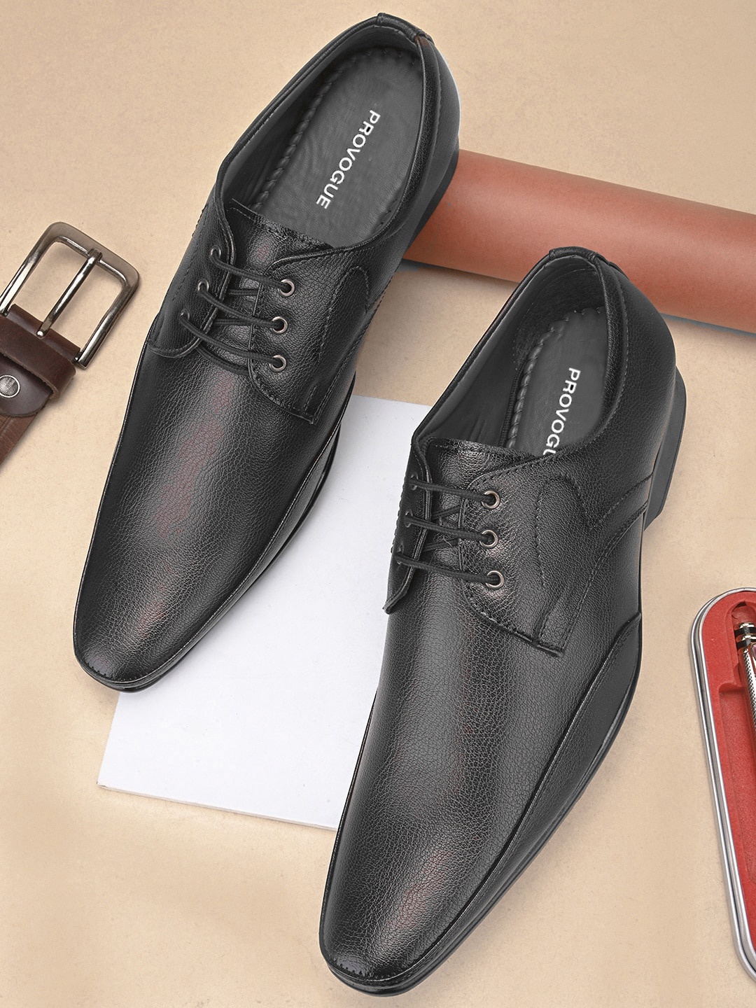 

Provogue Men Pointed Toe Formal Derbys, Black