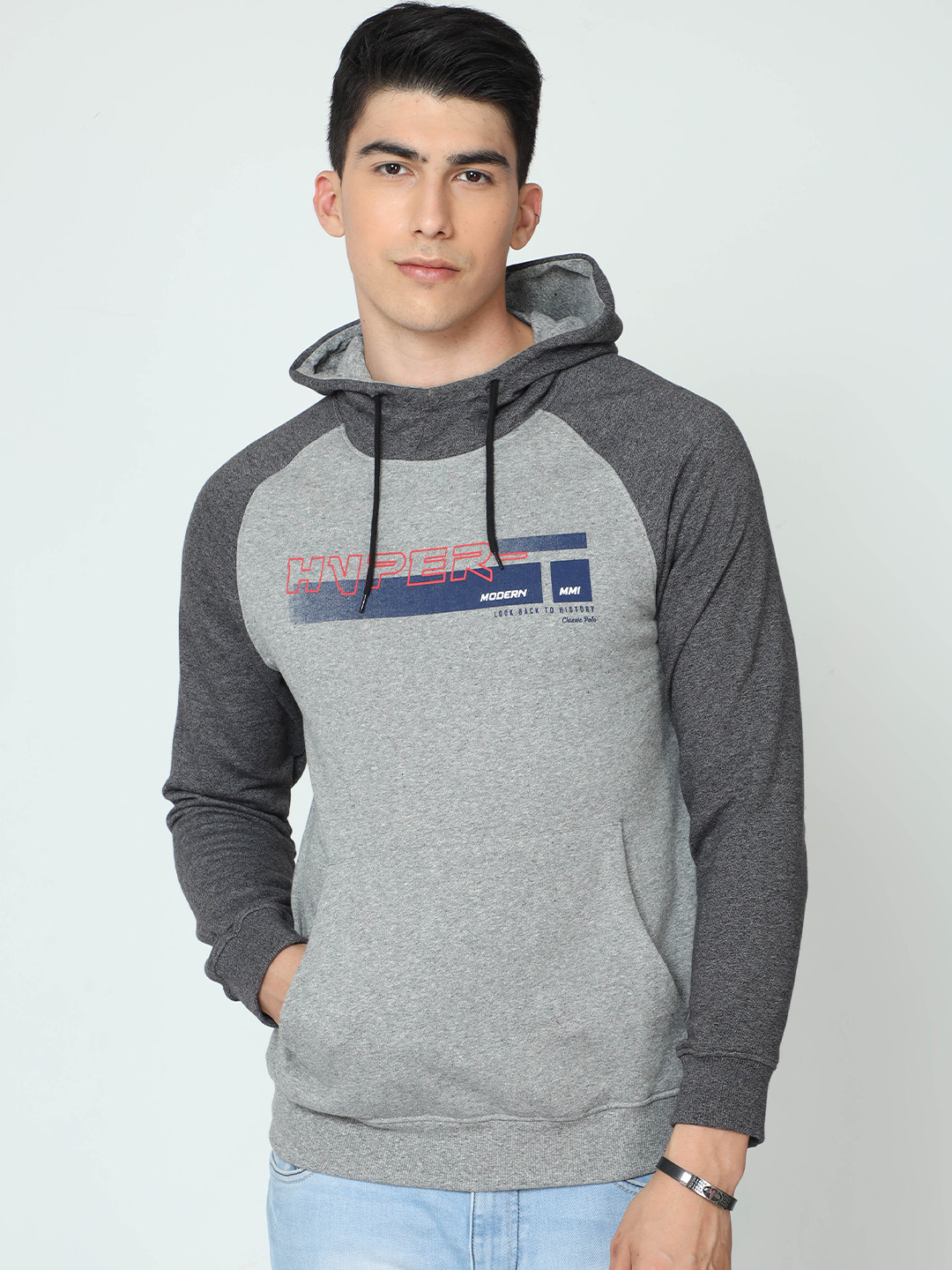 

Classic Polo Colourblocked Hood Pullover, Grey