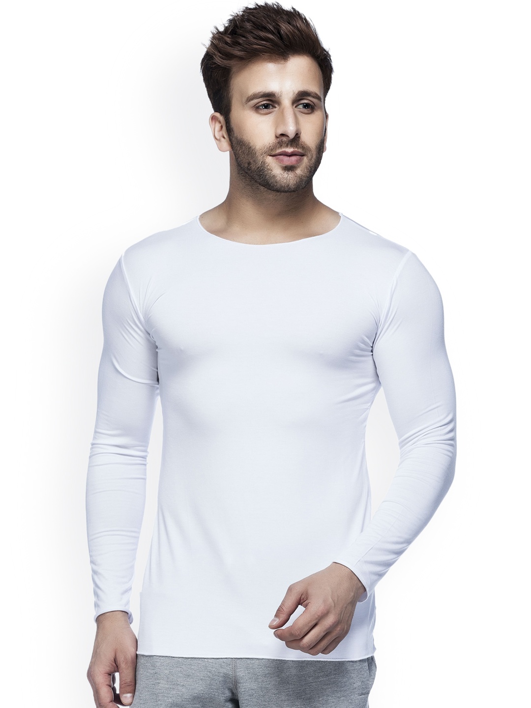 

Tinted Men White Solid Round Neck T-shirt