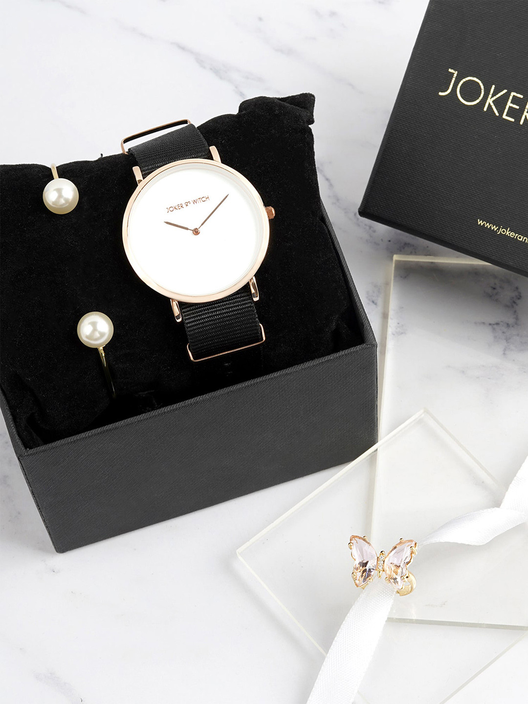 

JOKER & WITCH Women Russet Love Triangle Watch Gift Set, Black