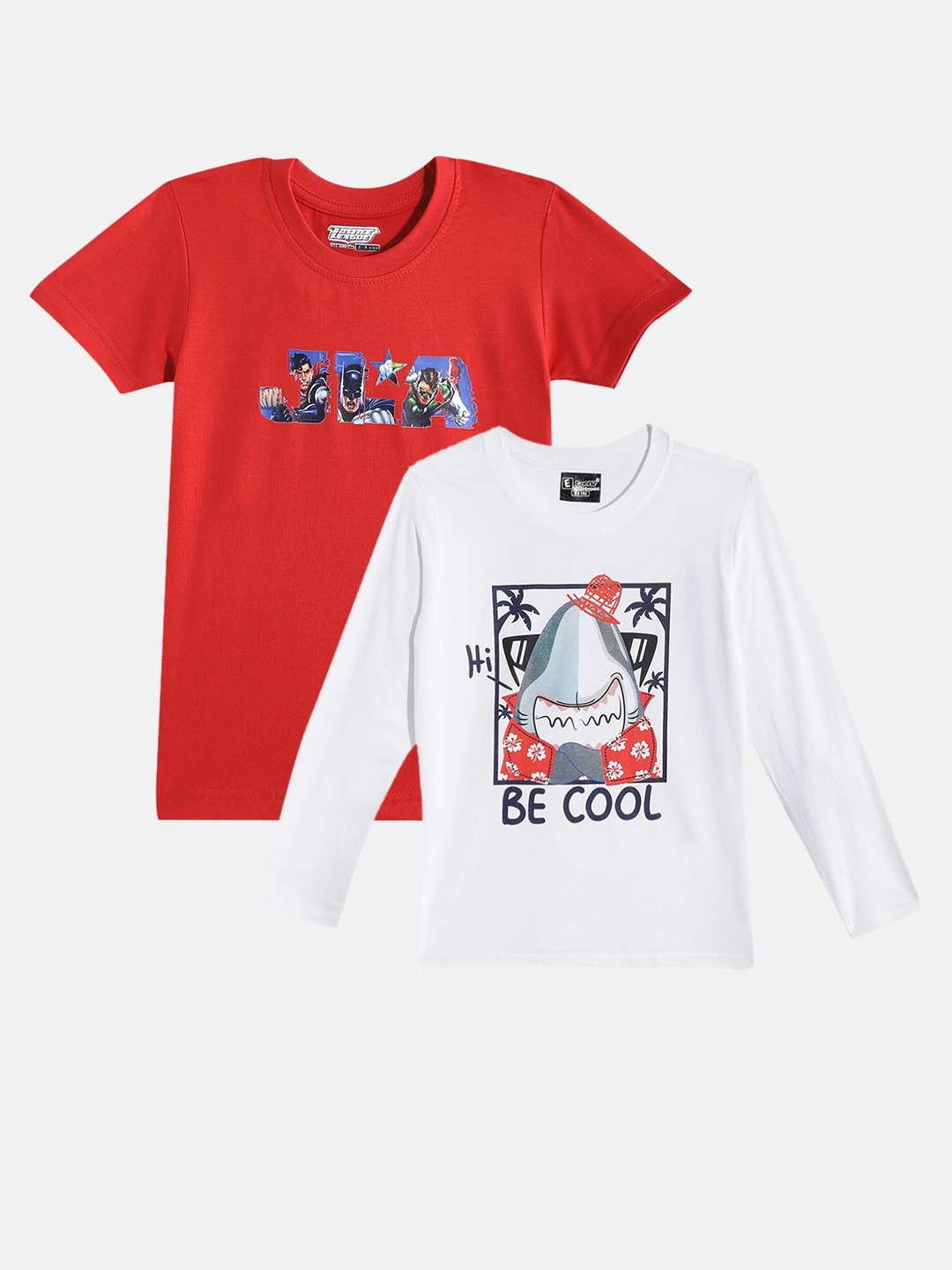 

Eteenz Boys Pack Of 2 Printed Pure Cotton Casual T-shirt, White