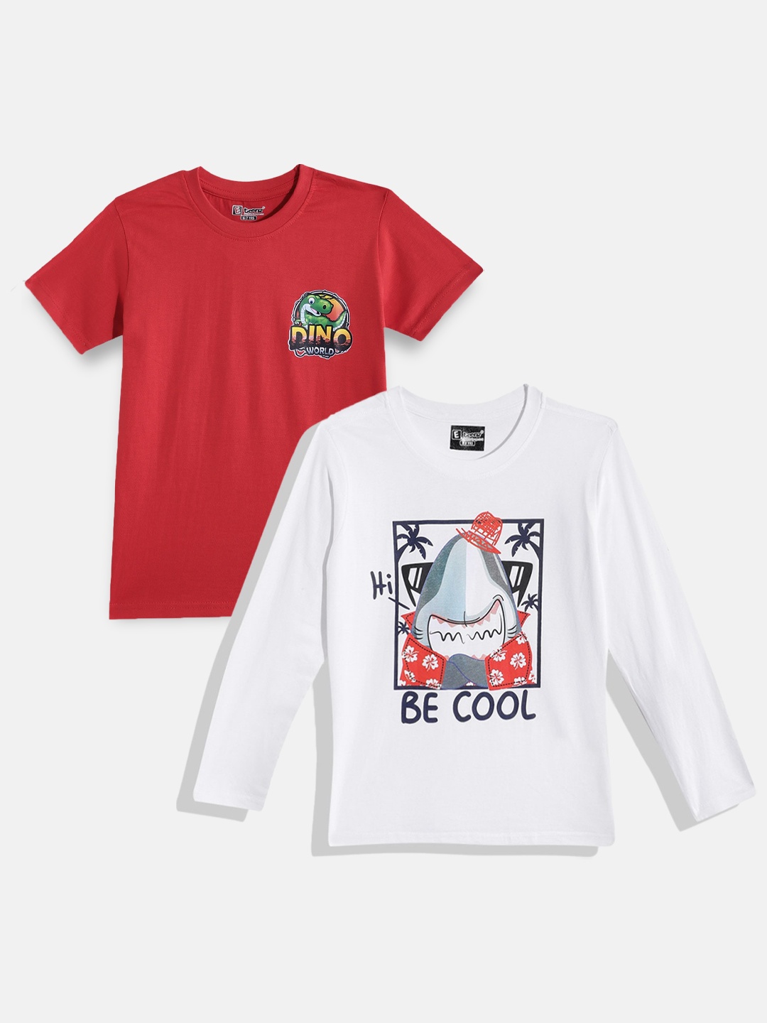 

Eteenz Boys Pack Of 2 Printed Pure Cotton T-Shirts, White