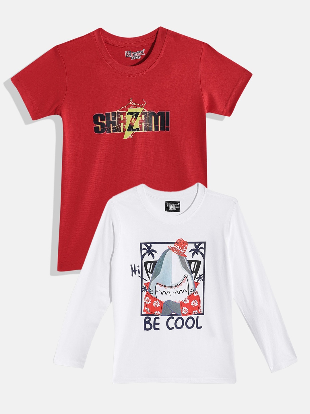 

Eteenz Boys Pack Of 2 Printed Pure Cotton T-Shirts, White