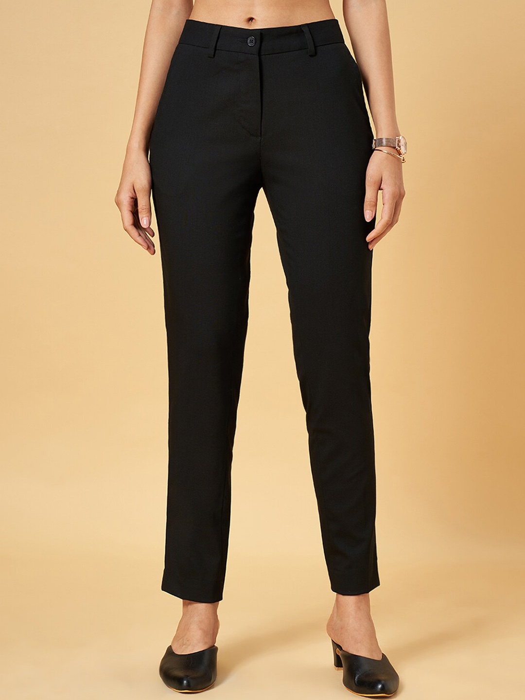

Annabelle by Pantaloons Women High-Rise Formal Trousers, Black