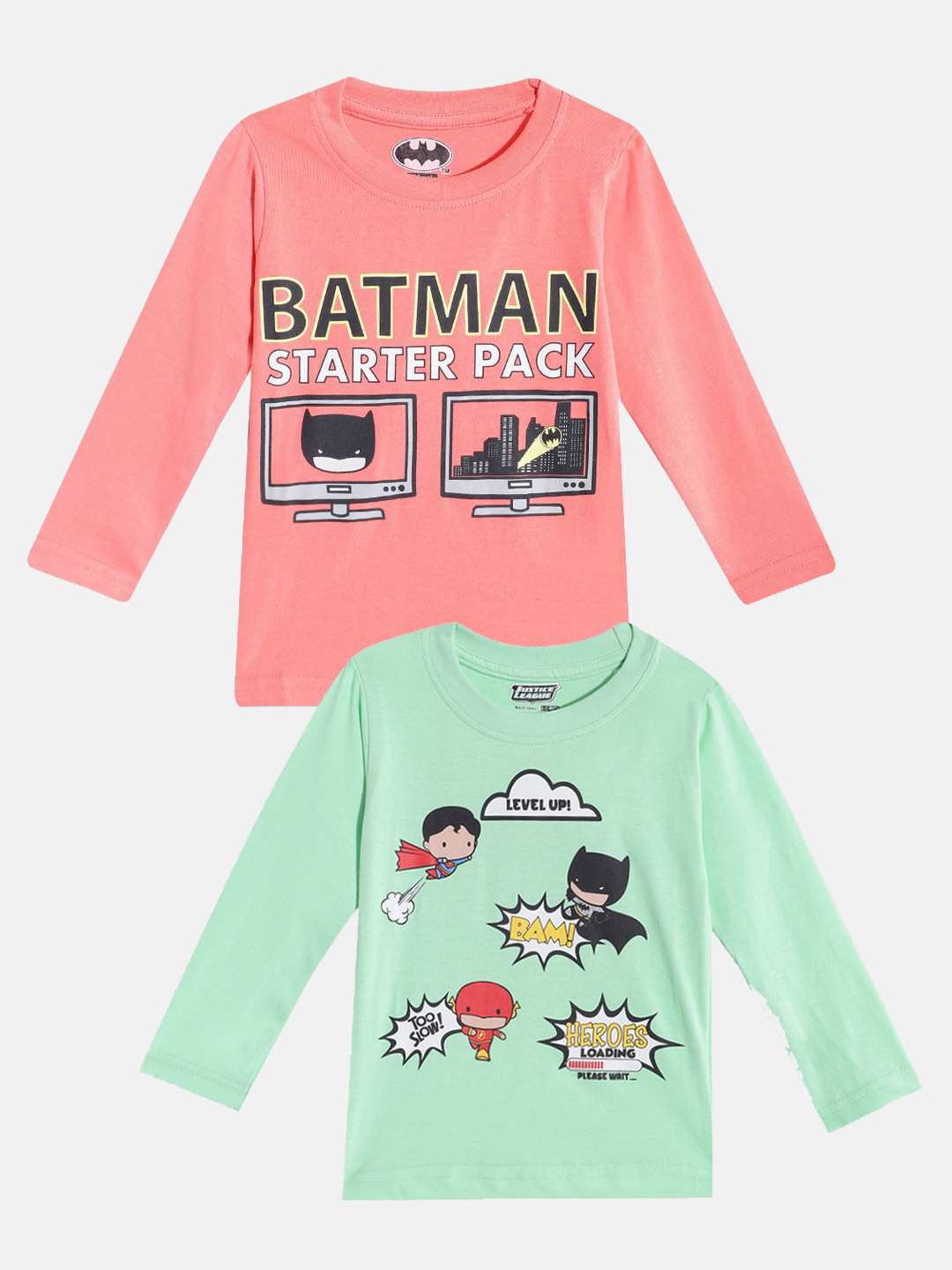 

Eteenz Boys Pack Of 2 Printed Pure Cotton T-Shirts, Peach