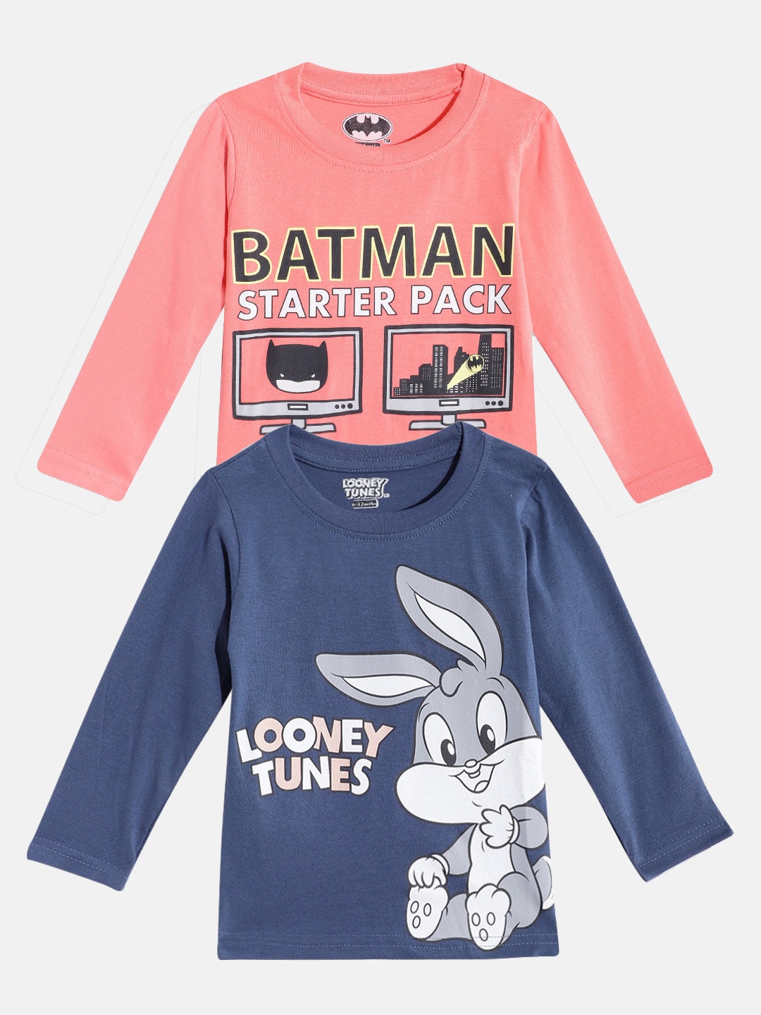 

Eteenz Boys Pack Of 2 Printed Pure Cotton T-Shirts, Navy blue