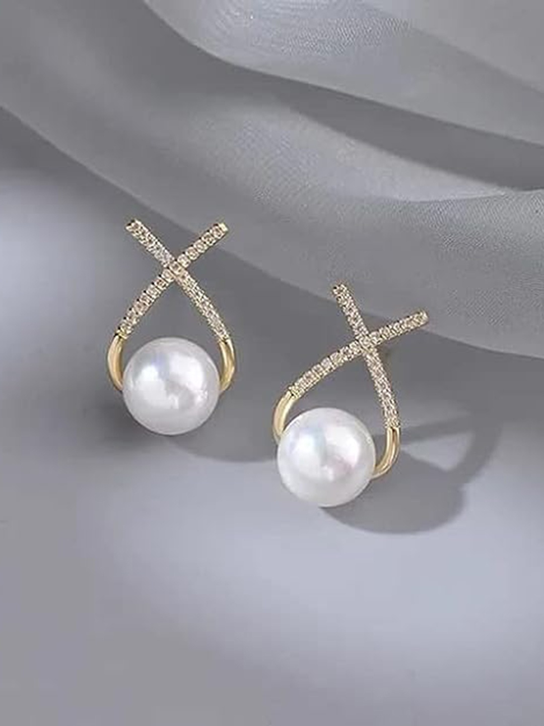 

KRYSTALZ Gold-Plated Geometric Drop Earrings